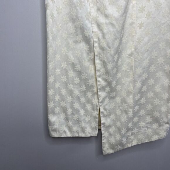 C/MEO Collective Elate Midi Dress Women Large Pale Yellow Floral Brocade Sheath - Picture 5 of 13